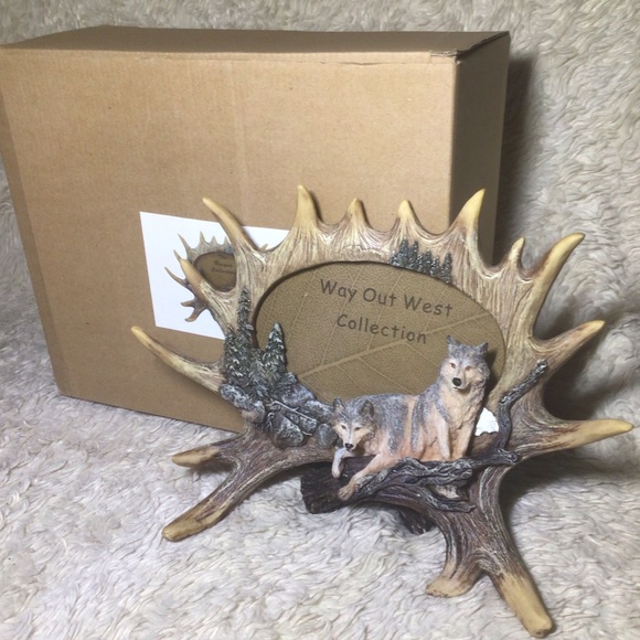 Western wolves and antlers resin picture frame photo frame wolf - Picture 4 of 4